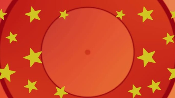 红色圆圈上的圣诞明星动画