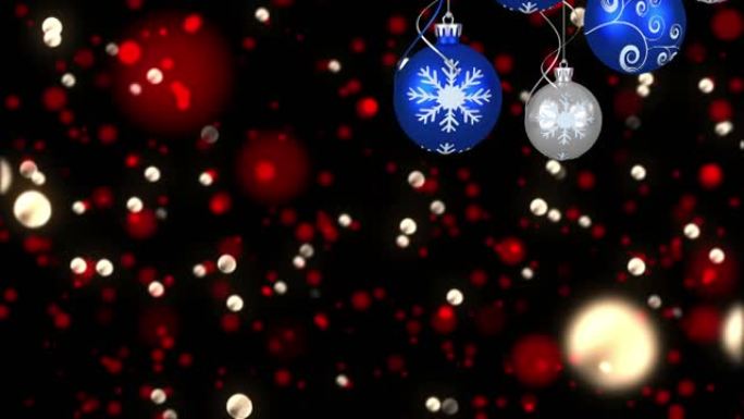 黑色背景上的斑点上的圣诞节气泡动画