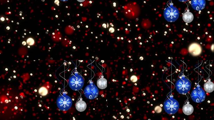 黑色背景上的斑点上的圣诞节气泡动画
