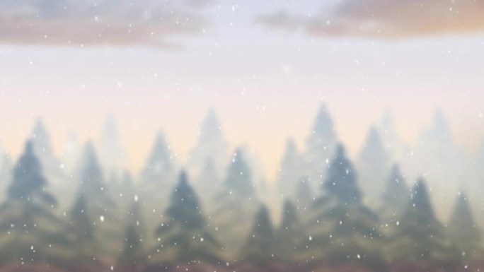 雪花落在枞树上的动画