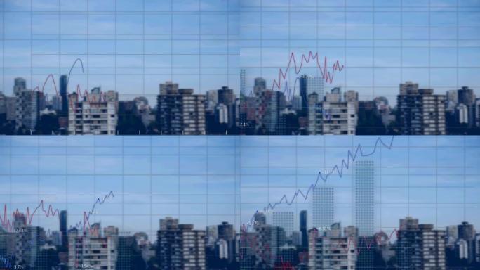 城市金融区多样化数据和统计图的动画