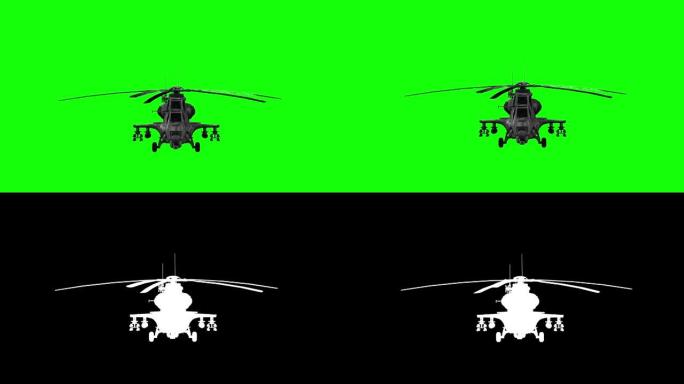 军用直升机在绿屏上飞行股票视频4k循环