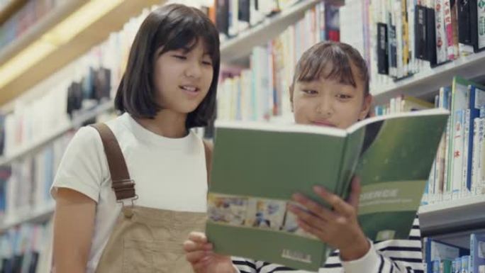 两个年轻的青春期女孩一起读教科书