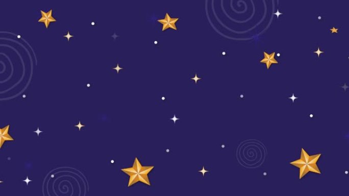 紫色背景上的圣诞装饰和星星的动画