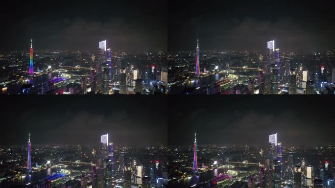 放大广州夜景现代化都市航拍地标商圈