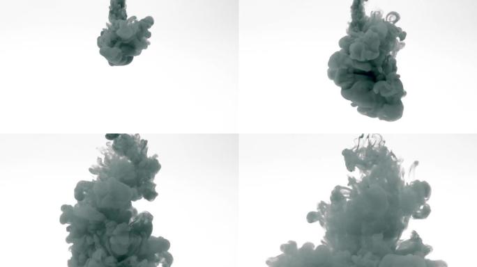 黑色墨水水在慢动作中从上面爆炸。