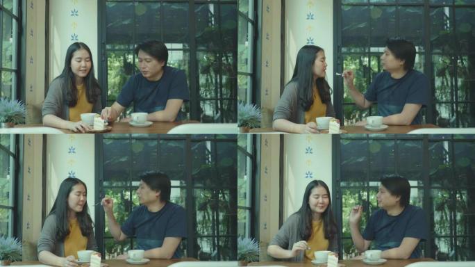 东南亚夫妇在咖啡店放松