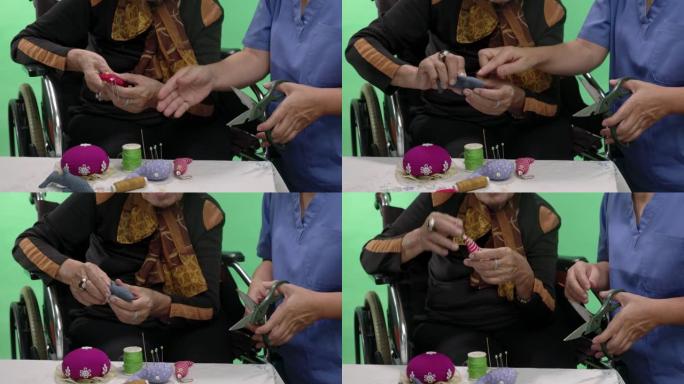 护理人员通过缝纫疗法对老年妇女的记忆和痴呆症进行护理