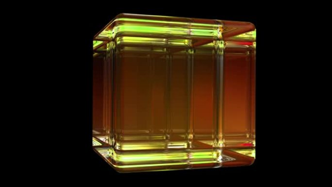 玻璃立方体环4K金黄旋转