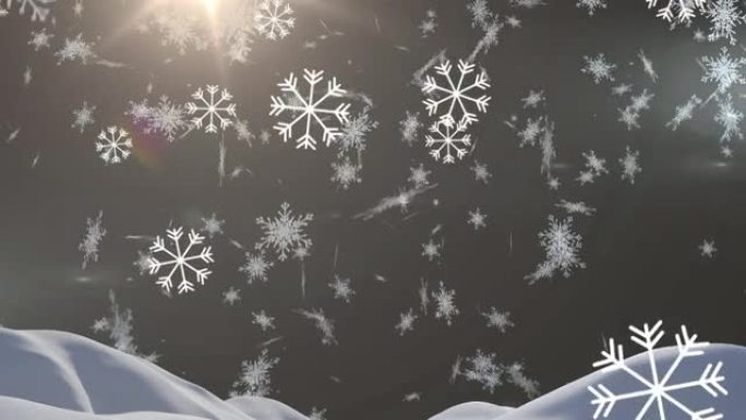 积雪落在黑暗背景上的动画