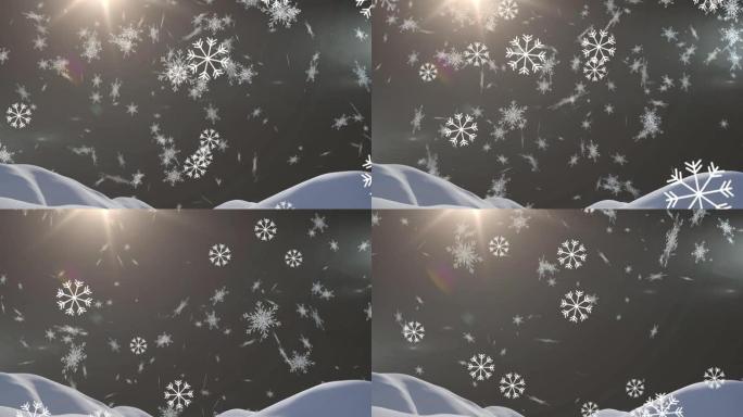 积雪落在黑暗背景上的动画