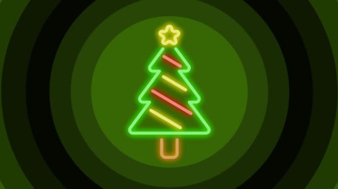 绿色圆圈上的圣诞树动画