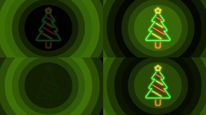 绿色圆圈上的圣诞树动画