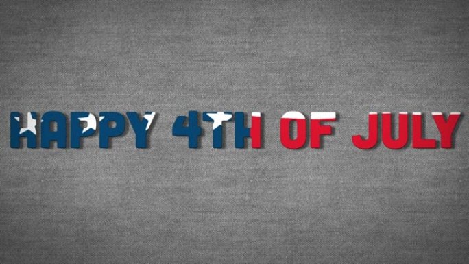 数字动画的美国国旗设计在快乐的7月4日文本对灰色背景