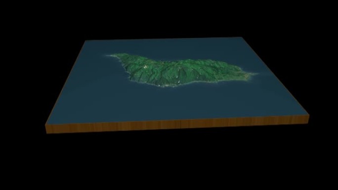 奥库里岛地形图3D渲染360度循环动画