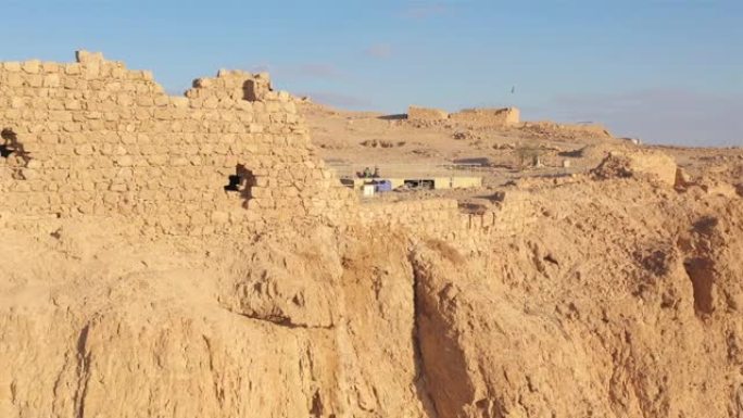 Masada古代防御工事上的航拍镜头