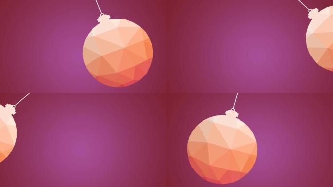 紫色背景上的橙色圣诞摆设动画