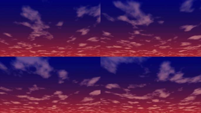 4K motion CG的云航行在美丽的红色天空。