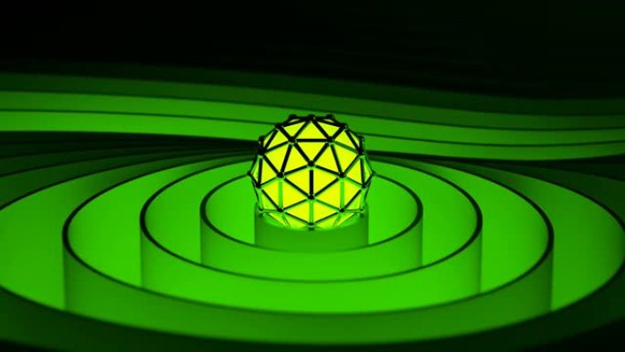 绿色波纹背景3D渲染无缝循环动画