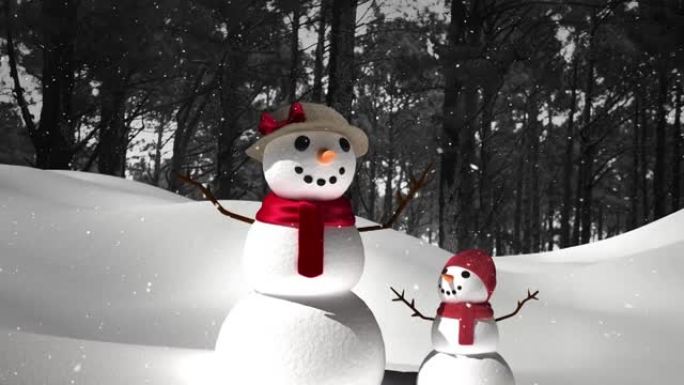 雪人冬季风光动画