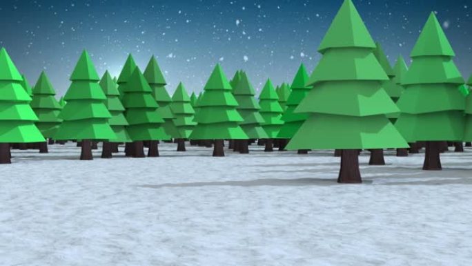冷杉树在冬季景观上的动画