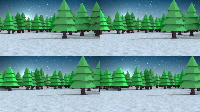 冷杉树在冬季景观上的动画