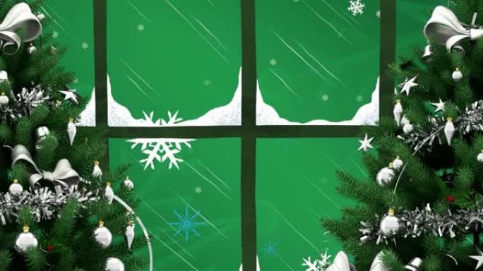 从窗户看到的圣诞节动画