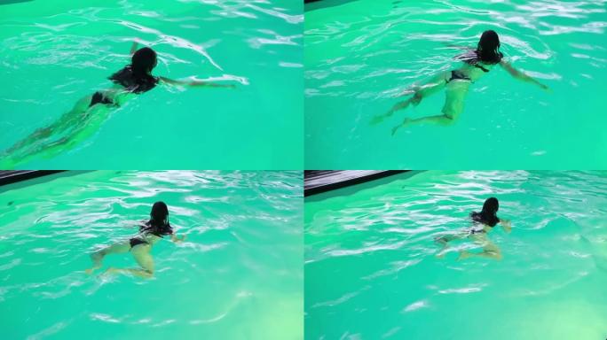 女子在游泳池自由泳游泳