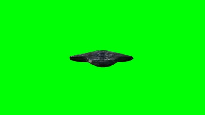 绿屏上的未来派外星人科幻飞船隔离。逼真的4k动画。