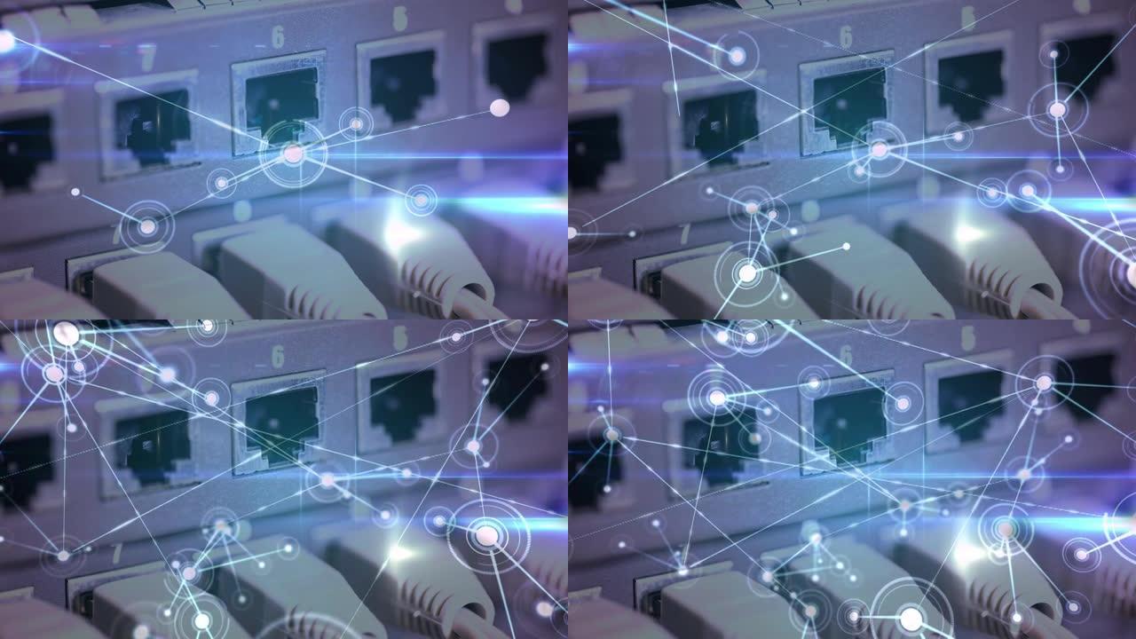 计算机服务器硬件上的连接网络动画