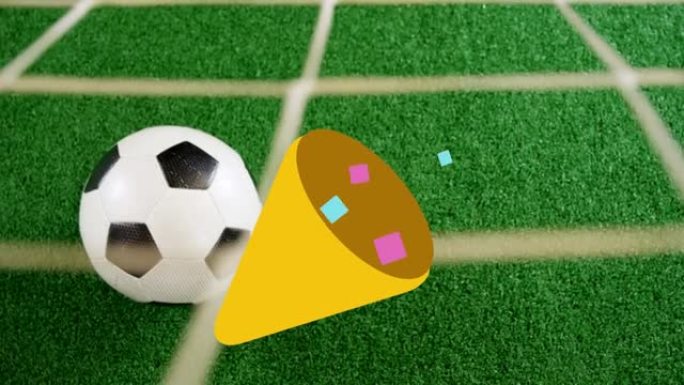 五彩纸屑玉米在足球上的动画