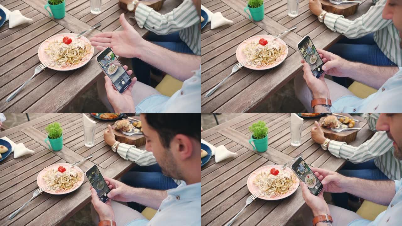 对于他的社交媒体，现代人在盘子里给他的食物拍照