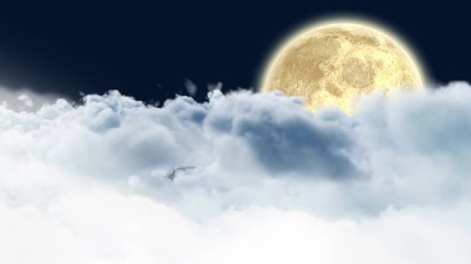 宇宙和云中的月亮动画