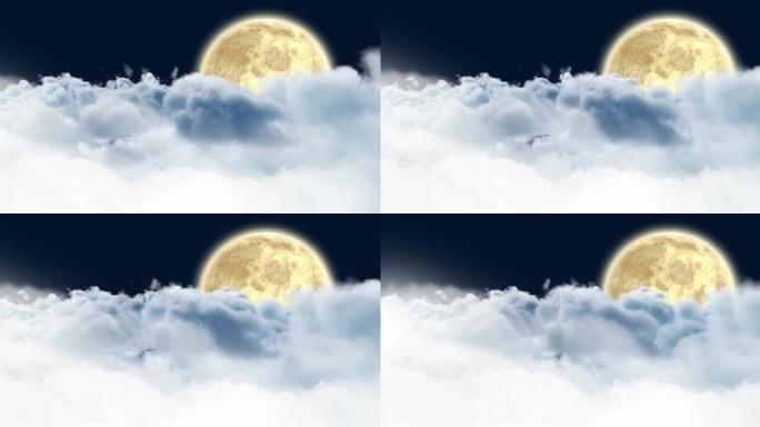 宇宙和云中的月亮动画