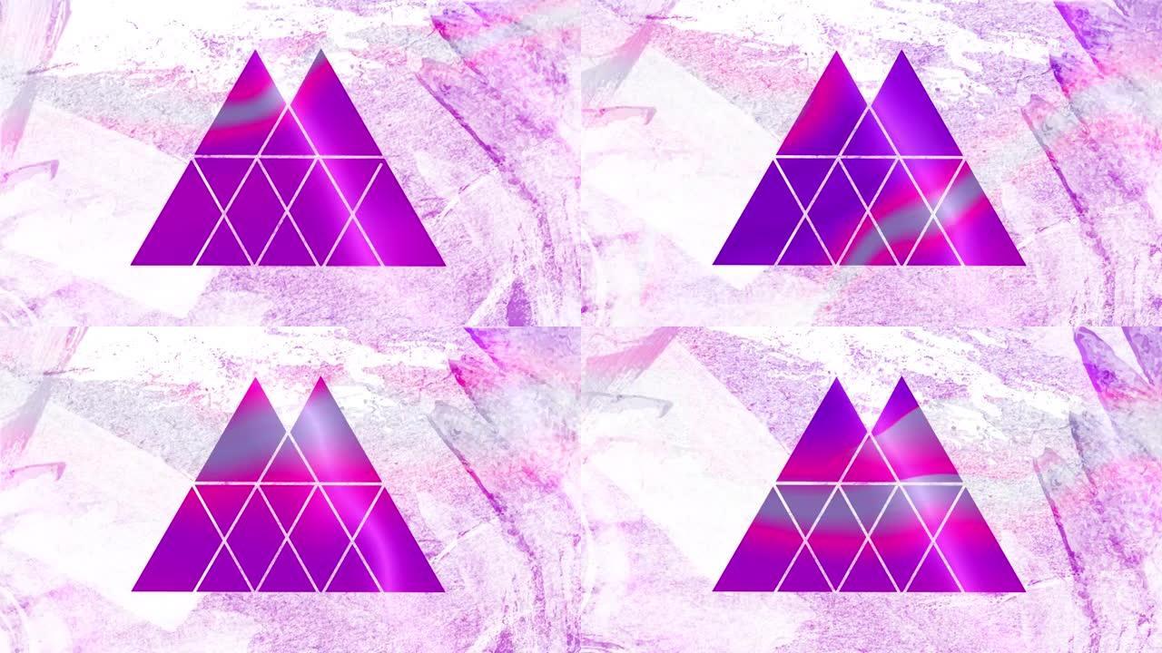 白色背景上的白色框架和紫色形状的动画
