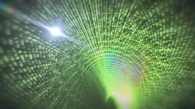 背景中绿色数字隧道光斑的数字动画