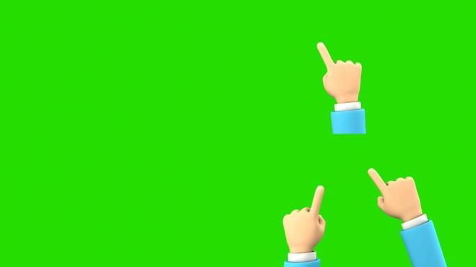 使用触摸屏，智能手机，taplet的手触摸，点击，滑动，拖动和滑动色度键绿色屏幕背景的3d动画。