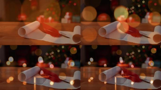 圣诞树和纸上的蜡烛动画