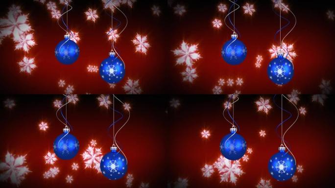 雪花落在圣诞球上的动画