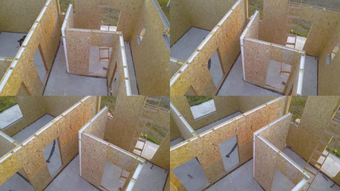 建造新的和现代的模块化房屋。由复合木质sip面板制成的墙壁，内部带有聚苯乙烯泡沫塑料绝缘。构建节能家