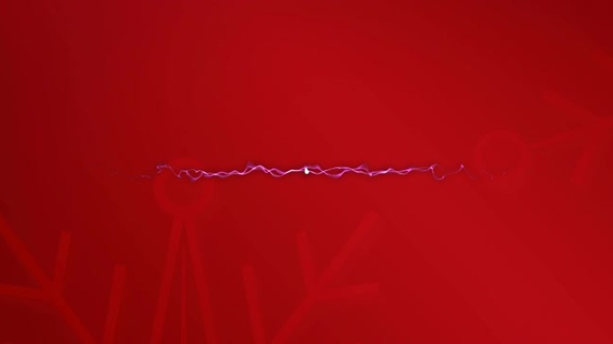 紫色光迹在红色背景下爆发的数字动画