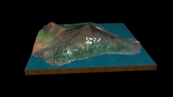 基拉韦厄火山地形图3D渲染360度循环动画