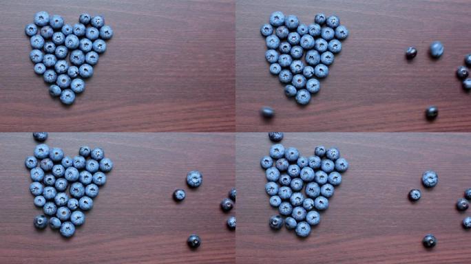 浆果朝着蓝莓的心滚动