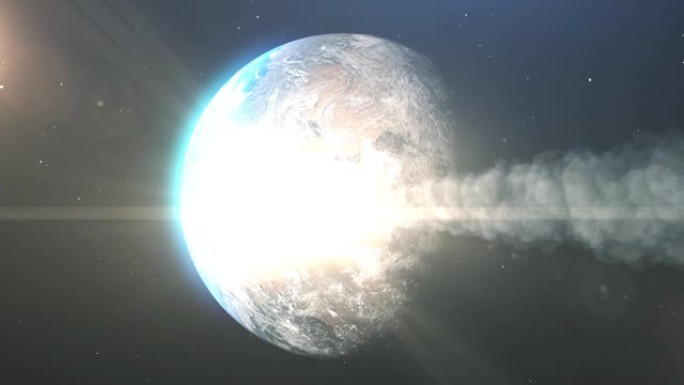 大型小行星撞击地球，造成中东巨大爆炸