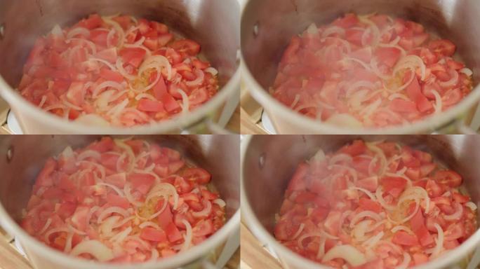 在家庭厨房制作蔬菜汤