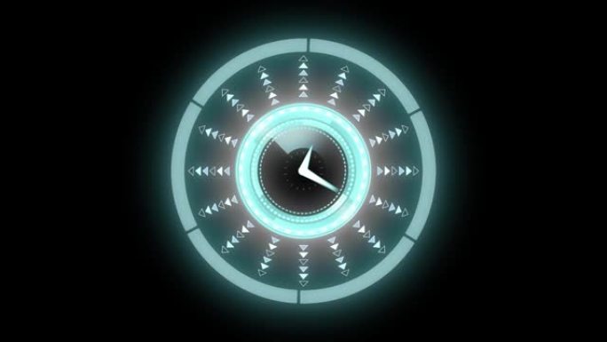 黑色背景上的时钟扫描范围动画