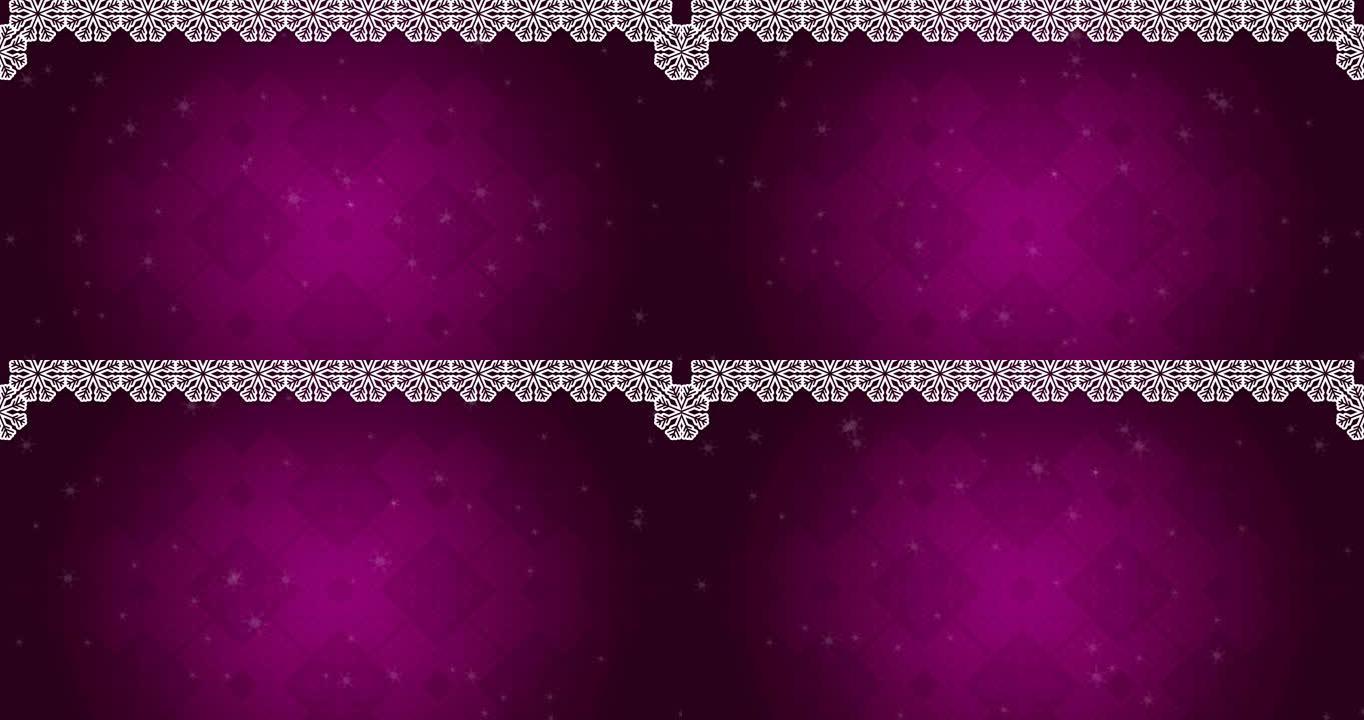 紫色背景下飘落雪花的动画