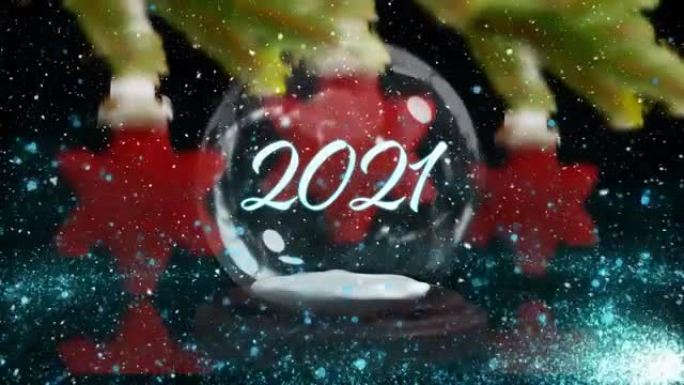 雪球的动画与2021和流星在雪落下