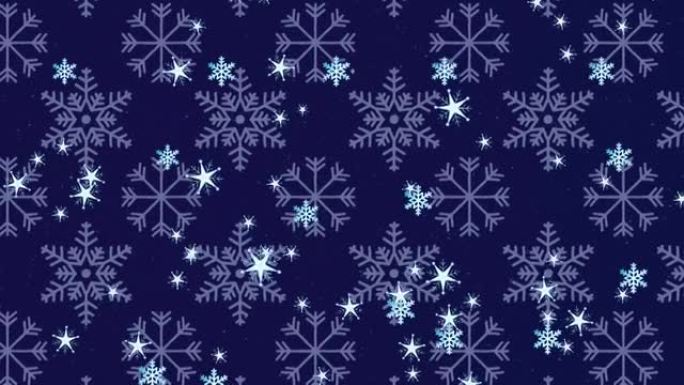 圣诞雪落在雪花蓝色背景上的动画