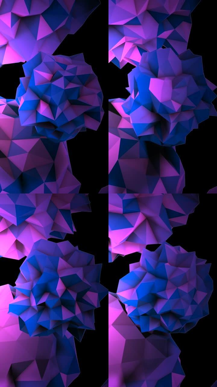 动画抽象紫色液体球在宇宙，黑色背景